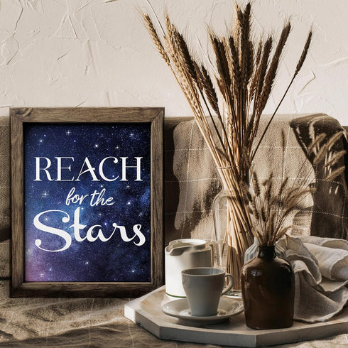 Posterizer 1 pcs-reach for the stars-encouraging quote-Kids Room Art-Motivational & Inspirational Art-decor for nursery toddlers kids room- UNFRAM...