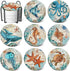 Absorbent Coasters Stone Coaster Set of 8, Cork Base, with Holder, RayPard Beach Theme Sea Life Coastal Coasters for Housewarming Apartment Kitche...