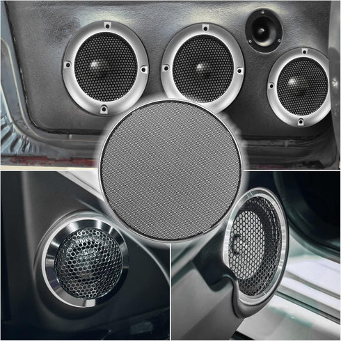 X AUTOHAUX 2pcs 6.5 Inch Car Metal Audio Speaker Grill Cover Mesh Woofer Horn Guard Decorative Circle Grille Protector Silver Tone...