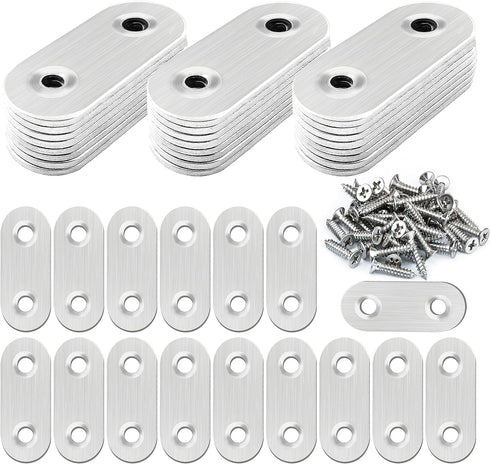 40 Pcs Stainless Straight Bracket (1.57*0.63 inch) Flat Straight Braces, Metal Fixed Connecting Plate, Can be Used to Repair Furniture, Bookcase, ...