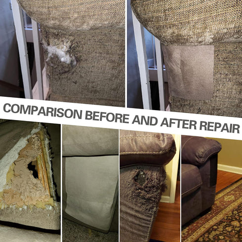 Azobur Couch Patch Repair Fabric,Microfiber Fabric, Self-Adhesive, for Sofa Repair and Upholstery, 2 Pieces, 9.5 x 11 inches (Brown)...