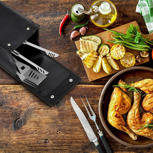 Grill Utensil Storage Bag BBQ Tool Storage Bags Barbecue Hardware Tool Grill Utensil Holder Pouch Oxford Cloth Grill Accessory Storage Bag Foldabl...