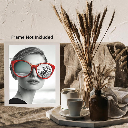Posterizer 1 pcs-glam woman with red lipstick and oversized sunglasses-retro print -2-Retro Art-Photography Art- Gift for Women, Fashionistas, Des...
