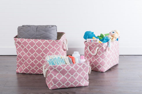 DII Polyester Container with Handles, Lattice Storage Bin, Small, Rose...