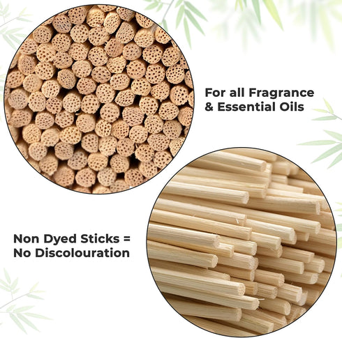100 pcs Reed Diffuser Sticks – 7 Inch Natural Rattan Essential Oil Aroma Refill Wood Sticks for Spa, Fragrance, Aromatherapy (7"*3mm, Natural Colo...