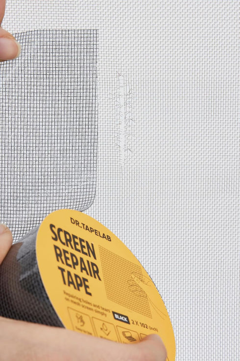2"x102" Window Mesh Screen Repair Kit Tape, Black, Strong Adhesive & Waterproof, Covering up Holes and Tears Instantly, for Window and Screen Door...