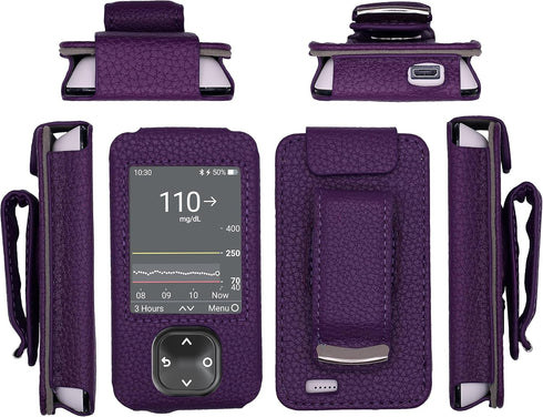 Fitted Leather Case W/Screen Protector (Lanyard Included) for Dexcom G7 / G6 Receiver (Purple)...