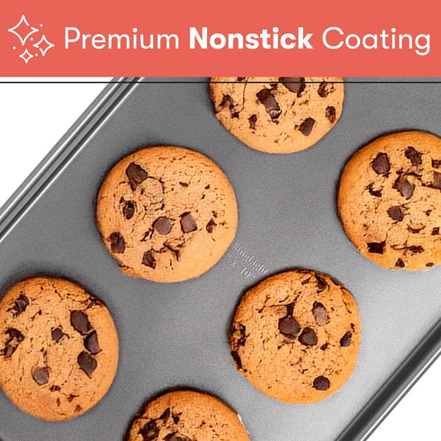Cooking Light Heavy Duty Nonstick Bakeware Carbon Steel Baking Sheet or Cookie Sheet with Quick Release Coating, Manufactured without PFOA, Dishwa...