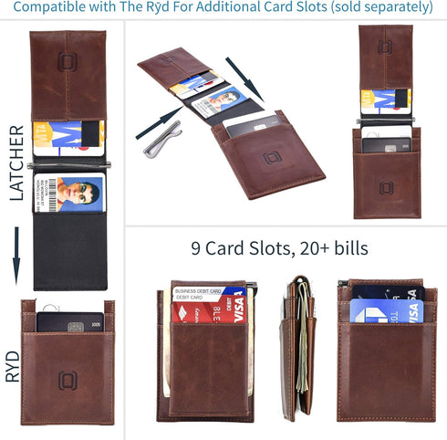 Dockem The Latcher Minimalist Wallet & Card Case Companion (Genuine Leather)...