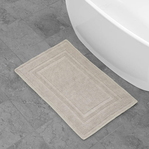 Jean Pierre - Stonewash Racetrack Bath Rug, Cotton, Premium Bathroom Decor, Machine Washable, Highly Absorbent, Measures 21" x 34", Washed Taupe...