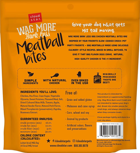 Cloud Star Wag More Bark Less Meatballs – Soft Grain Free Real Natural Chicken Dog Treats, Chicken 14 oz....