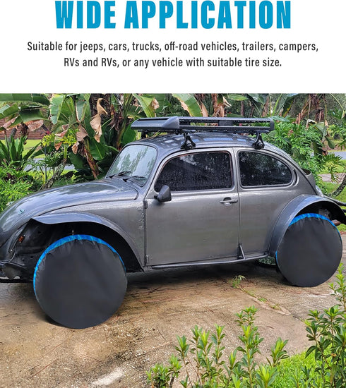 4 Pack Tire Covers,Waterproof Wheel Tire Covers,Car Accessories Tire Protectors,Universal Tire Wheel Protector for RV Trailer Camper Truck Jeep SU...