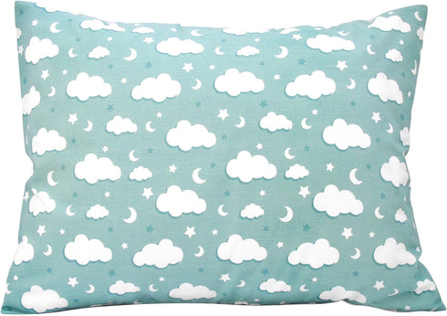 Toddler Pillowcase 13x18 - Moon Child Pillow Case, Cotton Toddler Pillowcase Star, Gray Star Travel Pillow Case Cover - Green Cloud Pillowcase...