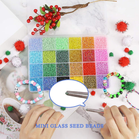 GREENTIME 22800pcs Glass Seed Beads for Jewelry Making Kit, Small Craft Beads 11/0 Waist Beads for DIY Bracelet Necklaces Crafting Jewelry Making ...