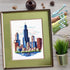 Povitrulya Counted Cross Stitch Kit for Adults “Chicago” - Chi-Town Cityscape Hand Embroidery Set with Pattern, 14-Count Aida Cloth and Pre-Sorted...