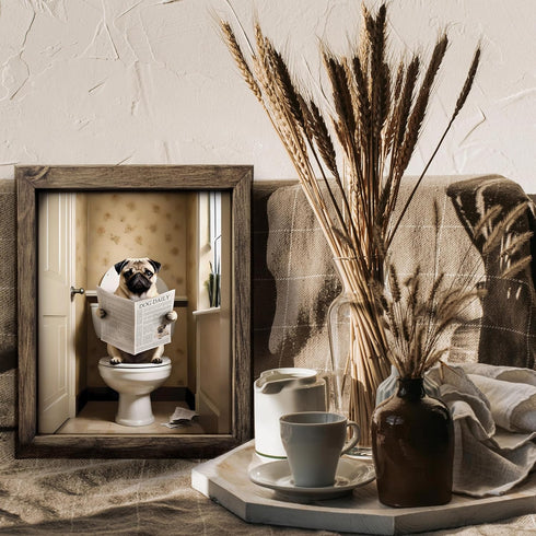 Posterizer 1 pcs-Cute funny dog-Abstract & Modern Art-Comedy Art-Gift for Men Women Entrepreneur Teens - Bathroom, restroom Decor- UNFRAMED Wall A...