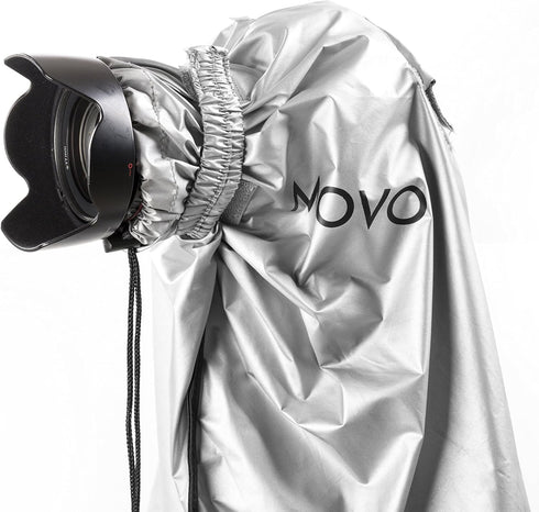 Movo CRC03 Extra-Long Camera Rain Coat Rain Cover for DSLR Cameras, Lens, and Tripod (Metallic Gray)...