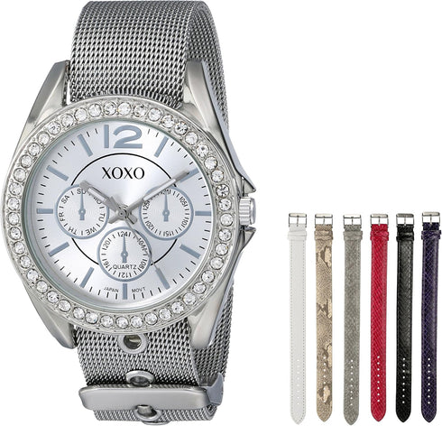 XOXO Women's XO9053 Rhinsetone-Accented Watch with Interchangeable Straps...
