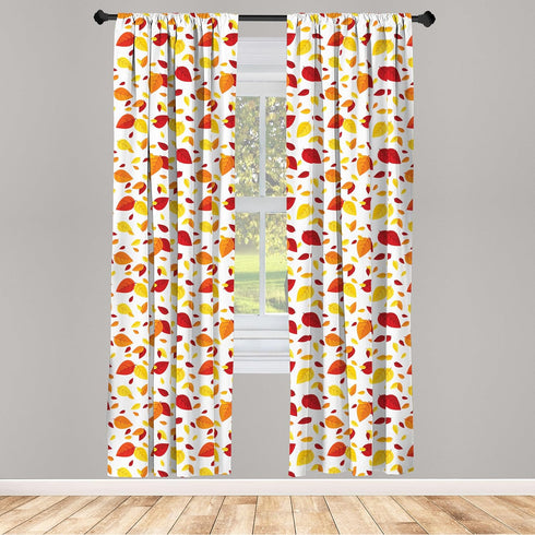 Ambesonne Leaf Curtains, Colorful Fall Autumn Leaves on White Background Seasonal Design Modern Art, Window Treatments 2 Panel Set for Living Room...