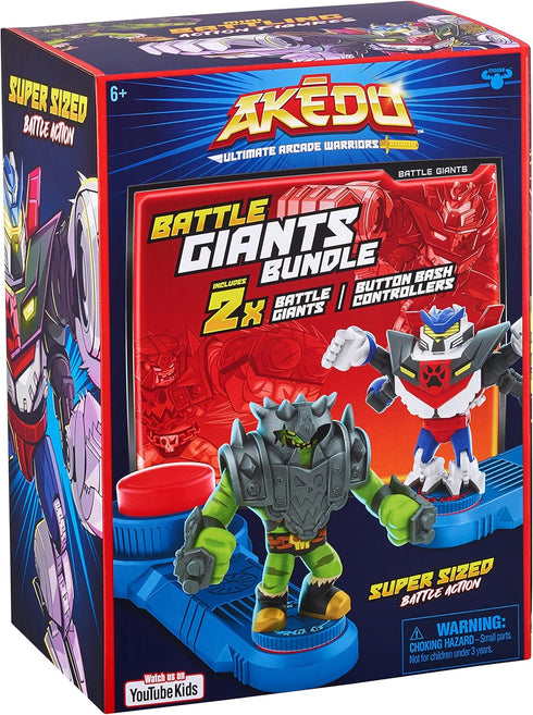 Akedo - Ultimate Arcade Warriors Battle Giants Versus Pack - Scratch-Atron VS Tonk - Mini Battling Action Figures Ready, Fight, Split Strike...