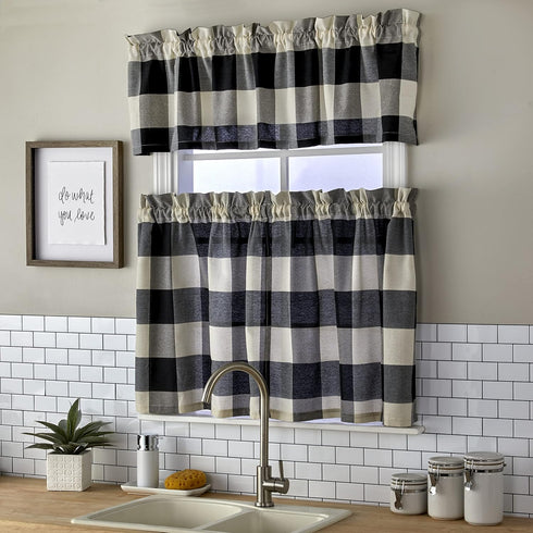 SKL Home Grandin Curtain Valance, 58" x 13", Black/Natural...