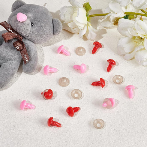 NBEADS 200 Sets Heart Safety Eyes 12mm, Crochet Nose Button Eye Plastic Craft Eyes Plastic Nose Buttons with Washers for Crafts DIY Sewing Craftin...