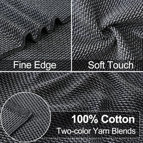 Kitchen Towels and Dishcloths Sets, 26 X 15 Inch and 12 X 12 Inch, Set of 8, Soft and Super Absorbent Dish Towels for Drying Dishes, Black with Wh...