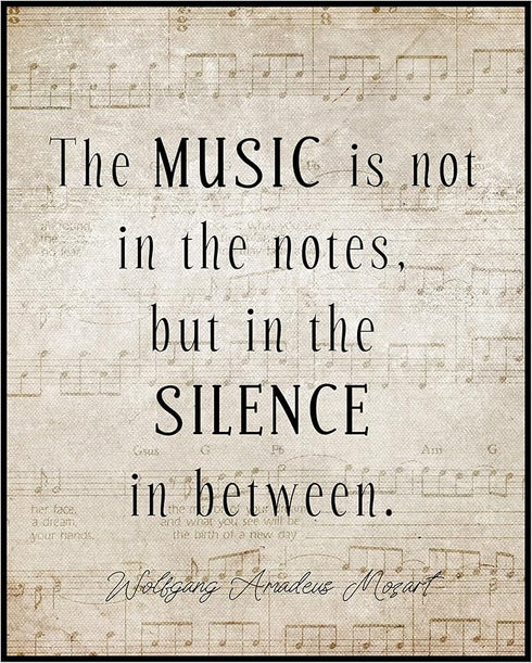 Posterizer 1 pcs-Music Is Not in the Notes-Mozart-Musical Art Collection-Gift for Music Fans-Decor for Home & Office- unframed wall art...