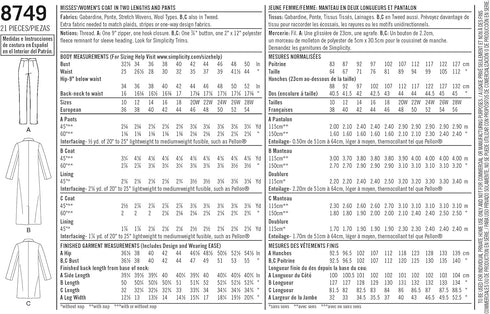 Simplicity Sewing Pattern 8749 A Misses'/Women's Mimi G Style Coat and Pants, Size 10-12-14-16-18, by Simplicity Creative Patterns...