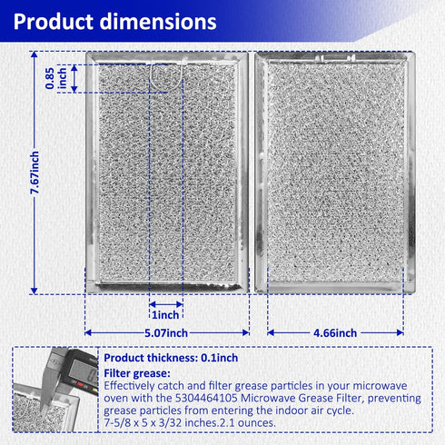 HASMX Microwave Grease Filter Replacement Part for LG Models LMH2016SB LMH2235ST LMV1635SB LMV1635SW LMV2083SB LMV1831SB LMV1831ST Aluminum Mesh M...