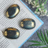 Golden Pyrite Palm Stone, Worry Stone Large Oval Palm Stone Chakra Healing Hand Carved Pocket Massage Stone Reiki Polished Stone Massage Spa Energ...