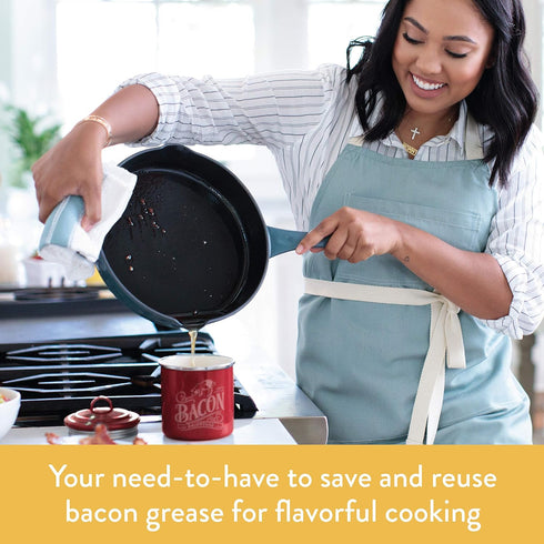 Ayesha Curry Enamel on Steel Bacon Grease Can / Bacon Grease Container - 4 Inch, Red...