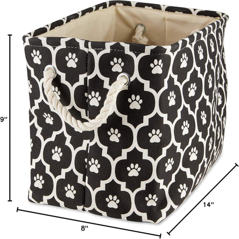 Bone Dry Pet Storage Collection Lattice Paw Print, Small Rectangle, Black...