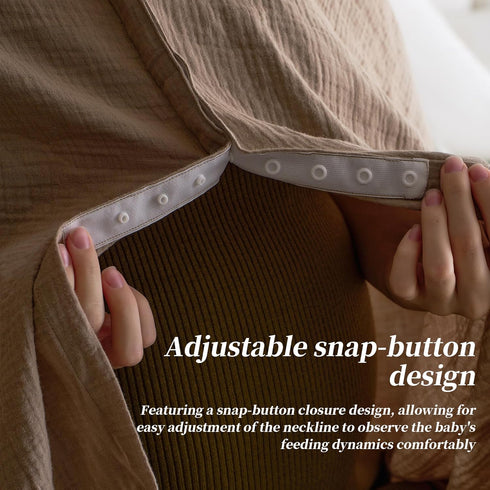 Muslin Nursing Cover for Baby Breastfeeding, Breathable 100% Cotton 5.6 * 2.6 FT Snap-Button Design Versatile Muslin Nursing Covers for Mom's Priv...
