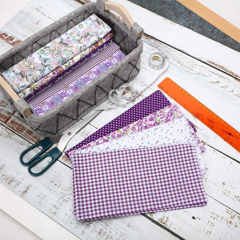 10 Pieces 20 x 20 Inch Quilting Patchwork Fabric Floral Patchwork Cotton Purple Fabric DIY Handmade Sewing Quilting Fabric in Different Designs fo...