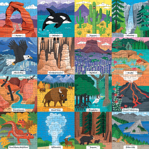 Little Park Ranger 500 Piece Family Puzzle from Mudpuppy - Beautifully Illustrated Portraits of U.S. National Parks, 20" x 20", Provides Hours of ...