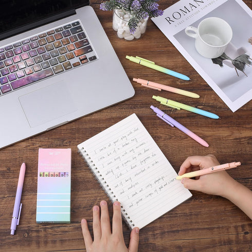 Mr. Pen- Retractable Gel Pens, 6 Pack, Gradient Color Barrels, Black Gel Pens, Fast Dry, Gel Pens Fine Point 0.5mm, Retractable Pens, Cute Pens, G...