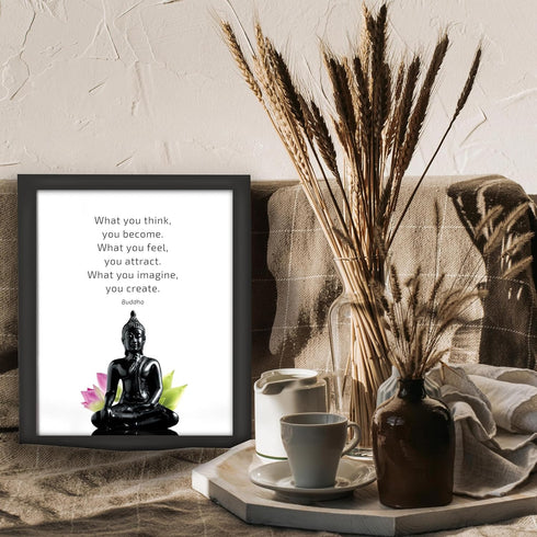 Posterizer 1 pcs-Buddha what you think you become-Quotes and Poems-Famous Figures Art Collection-Gift For Yoga, Buddhism, Meditation , philosophy ...