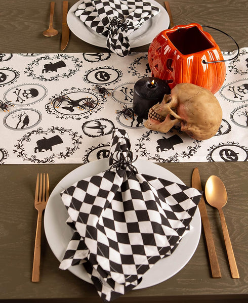 DII Halloween Party Tabletop Decor, Reusable & Machine Washable Cotton Fabric, Table Runner, 14x72, Spooky Portraits...