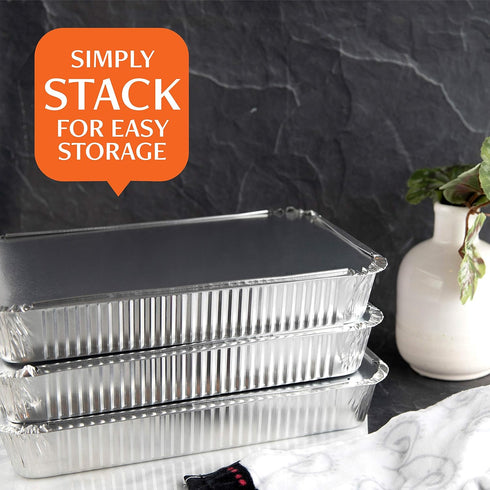 PLASTICPRO Disposable 4 LB Aluminum Takeout Tin Foil Oblong Baking Pans 12'' X 8'' X 2'' Inch With Cardboard Lids - Brownies, Bread, or Lunchbox, ...