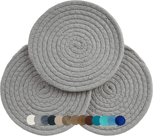 Trivets for Hot Pots and Pans - Kitchen Discovery 8" Chenille Trivets - Set of 3 Large Woven Hot Pan Holders. Decorative Dining Table Accessories ...