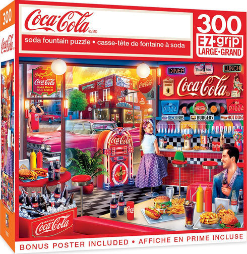 MasterPieces 300 Piece EZ Grip Jigsaw Puzzle - Coca-Cola Soda Fountain - Family-Friendly Fun - 18”x24...