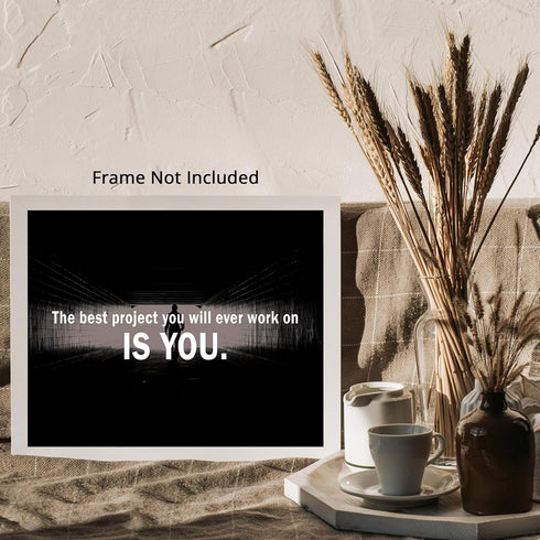 Posterizer 1 pcs-Best Project You Will Ever Work On Is You-Motivational & Inspirational Art-Quotes- Gift for Boss, Manager-Decor for Home & Office...
