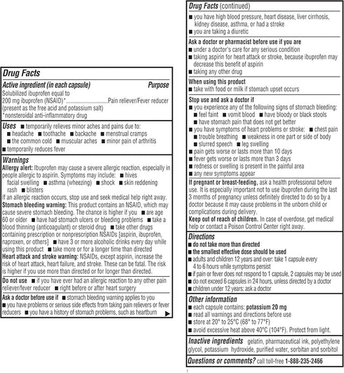 Dye-Free Ibuprofen 200 Mg Mini Softgels, Pain Reliever/Fever Reducer (NSAID), 180 Count...