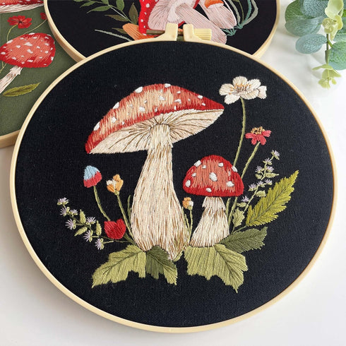 Myfelicity 3 sets Mushroom Embroidery kit, Adult Beginner DIY Needle kit,Art Craft Handy Sewing Set......