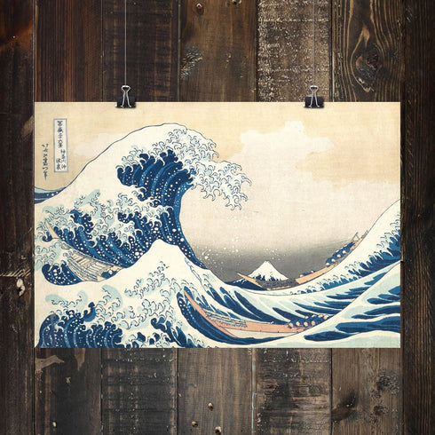 The Great Wave off Kanagawa by Katsushika Hokusai Poster Print. 24in Tall X 36in Wide. 10mil PVC-Free, Environmentally Friendly Print. #6113B-24x3...
