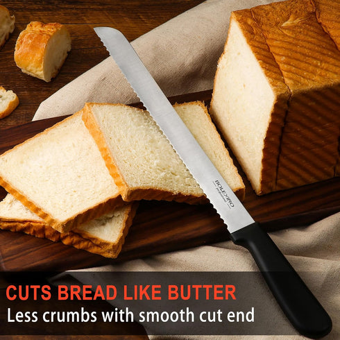 10 Inch Serrated Knife for Homemade Bread With Sheath, Wide Wavy Edge Blade For Bread Cake Cutting Slicing, High-Carbon Japanese Stainless Steel...