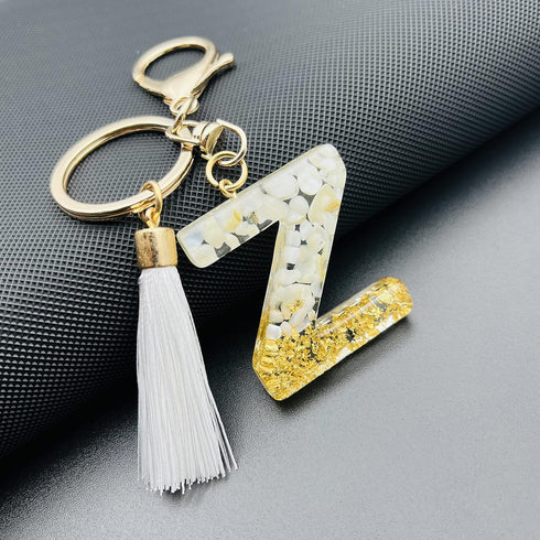 Backpack Keychains gifts for Women Initial Letter Keychain for Cute Car key White Pink Tassel Bling crystal shiny...