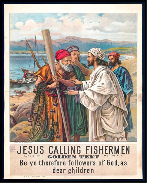 Posterizer 1 pcs-Jesus calling fishermen poster-Religious Posters-Gifts for Christians -Decor for Church, Sunday School Classroom- unframed wall a...