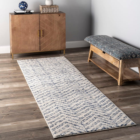 nuLOOM Rosanne Transitional Striped Runner Rug, 2' 8" x 8', Blue...